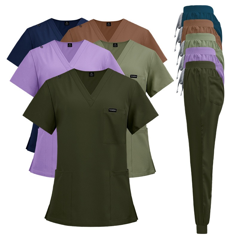 Medical Lab Gown - طقم ملابس طبية قصيرة الأكمام للجنسين،